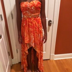 orange high low dress